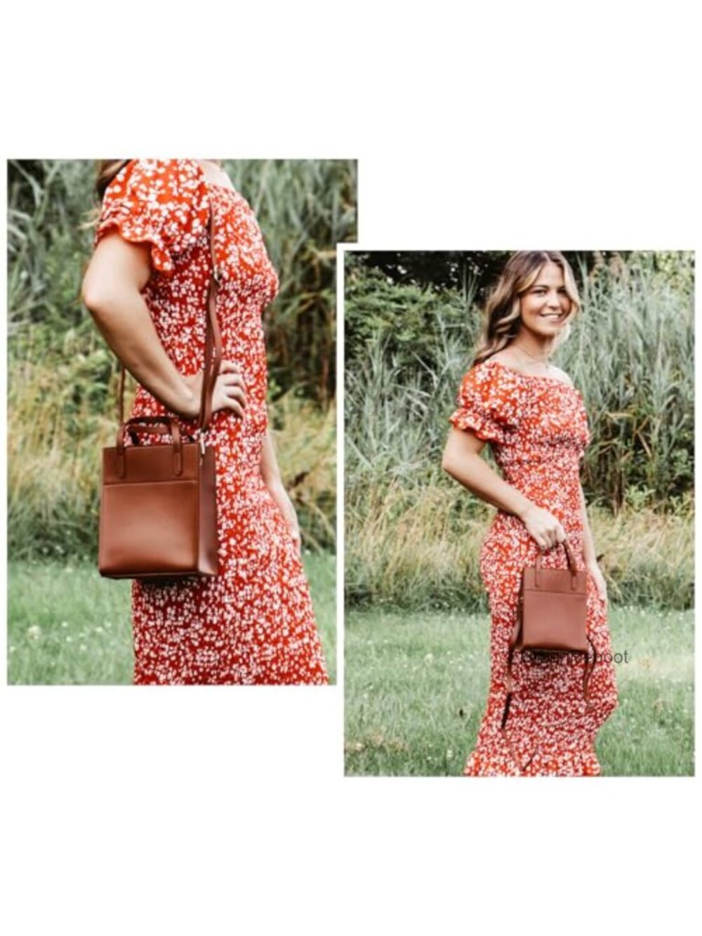 Vegan Leather Mini Tote Satchel Crossbody Adjustable Strap - Picture 3 of 6